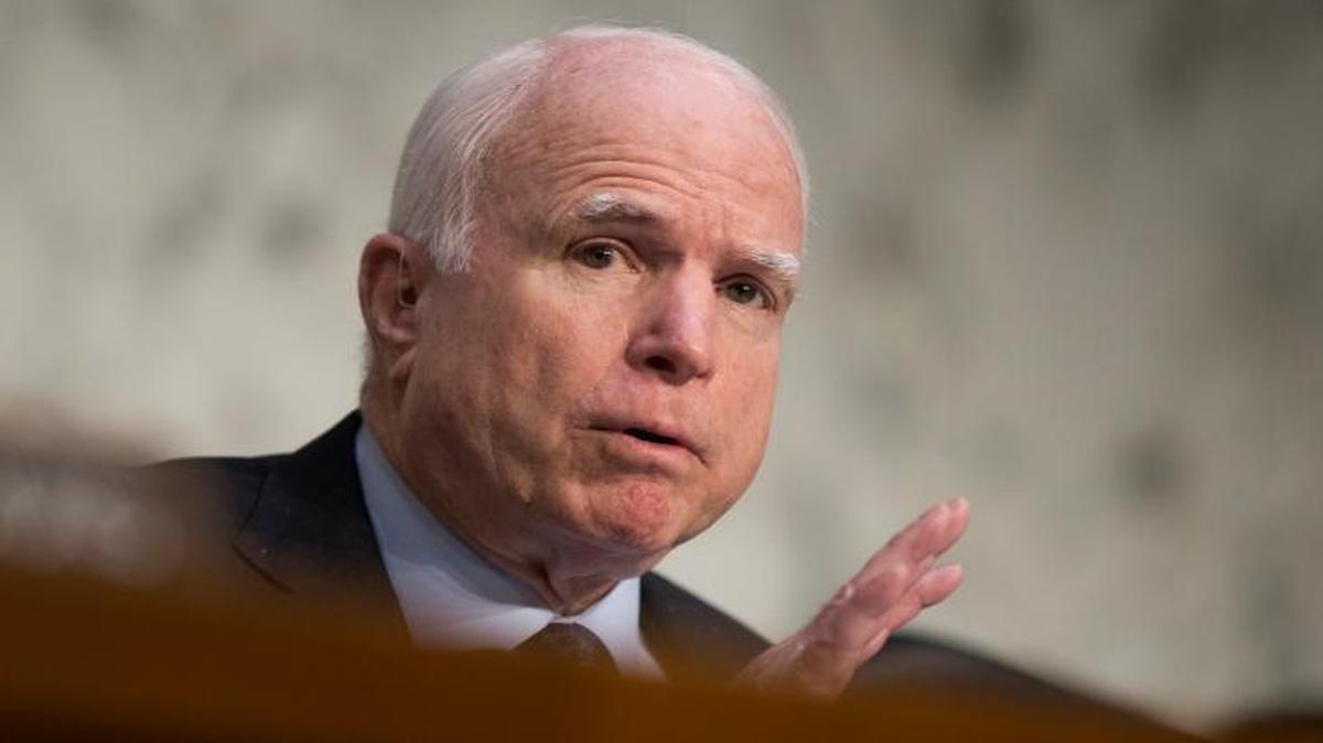 Senate Armed Services Committee Chairman Sen. John McCain, R-Ariz. speaks on Capitol Hill in Washington, Thursday, April 28, 2016, during the committee's hearing on the Islamic State group.