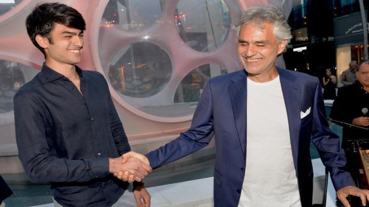 Matteo and Andrea Bocelli at Palm Court in the Design District