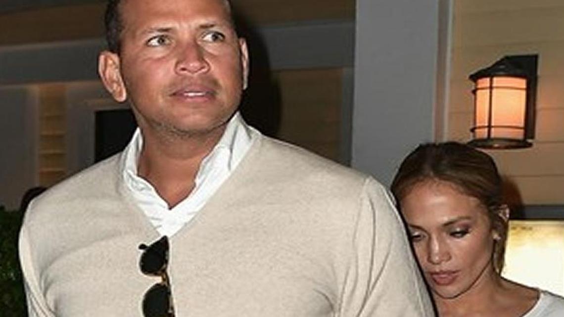 Alex Rodriguez and Jennifer Lopez outside Prime 112