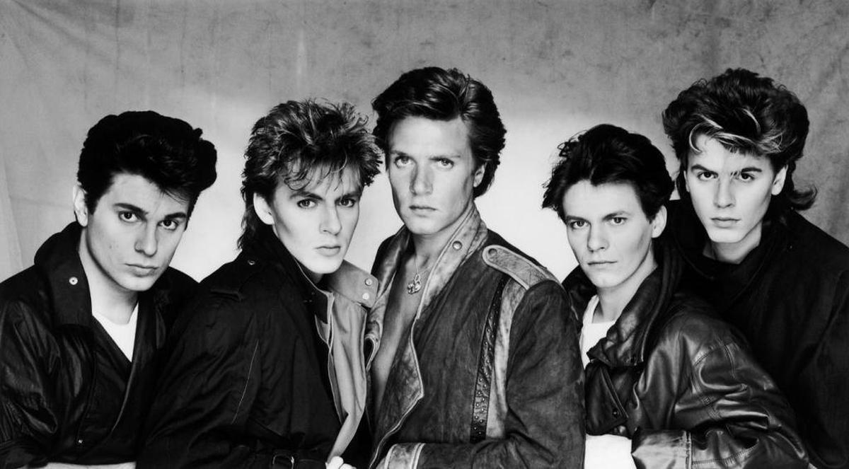 Duran Duran in 1983. From left: Roger Taylor, Nick Rhodes, Simon LeBon, Andy Taylor, John Taylor. Guitarist Andy Taylor is no longer with the band. (None of the Taylors are related.)