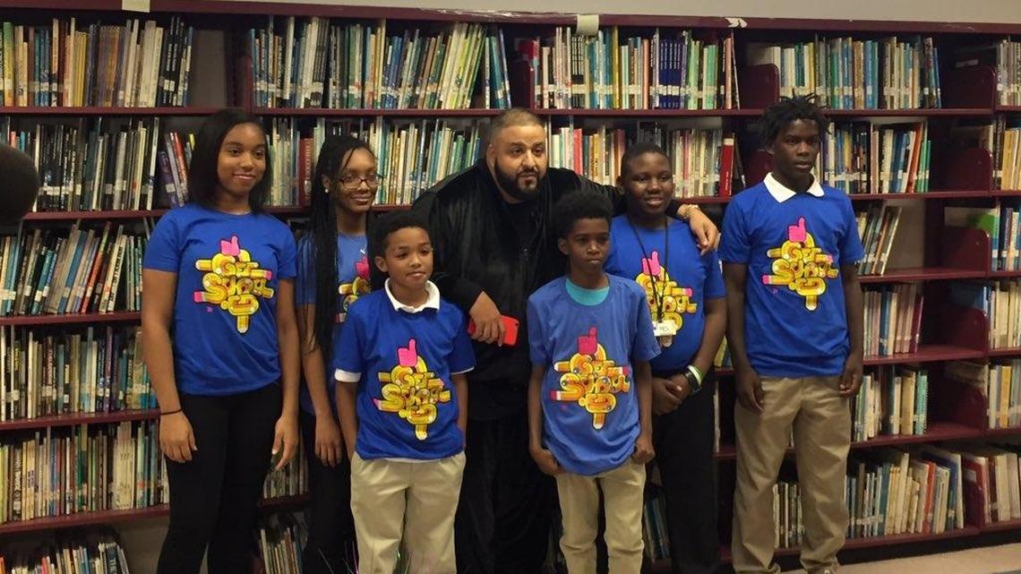DJ Khaled visits Miami Carol City Middle School to work as principal for a day.