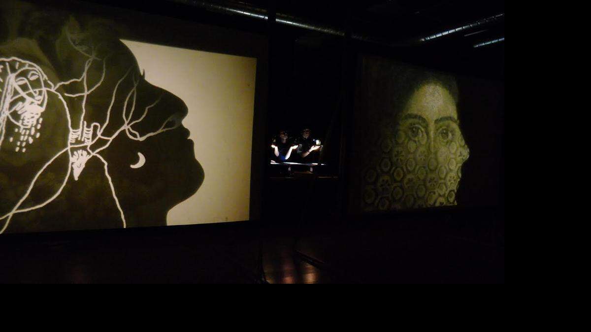 
The actors of Manual Cinema rehearse “My Soul’s Shadow,” which incorporates the works of Spanish poet Federico Garcia Lorca.

