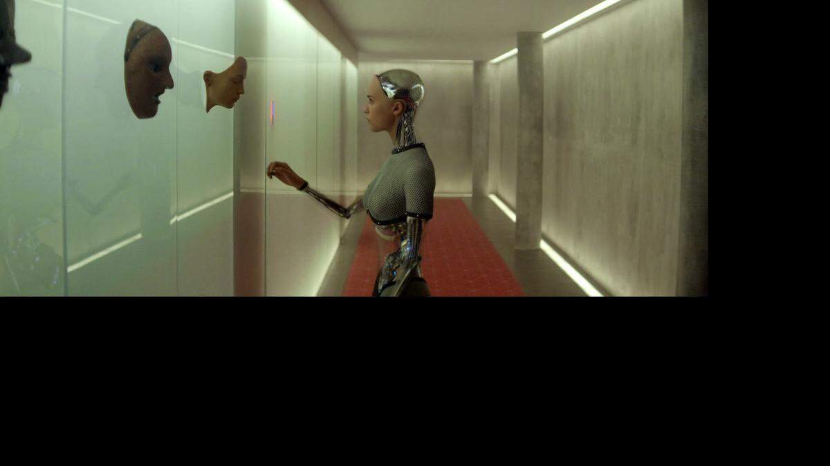
‘Ex Machina’: The android Ava (Alicia Vikander) ponders her existence.
