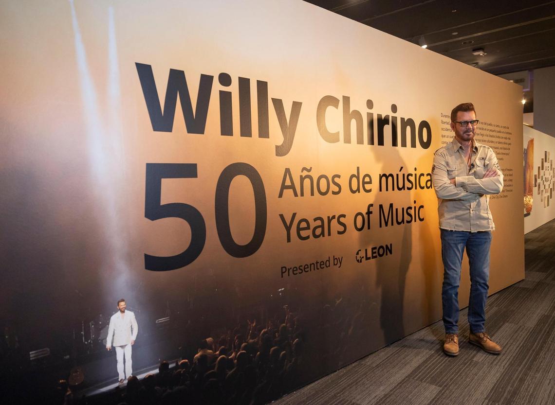 Cuban-American musician Willy Chirino visits the ‘Willy Chirino: 50 Years of Music’ exhibition at HistoryMiami Museum on Wednesday, Jan. 25, 2023, in downtown Miami, Fla. The exhibit recognizes the life and career of singer-songwriter Willy Chirino and displays a collection of his awards, concert attire, photos, videos and personal items.