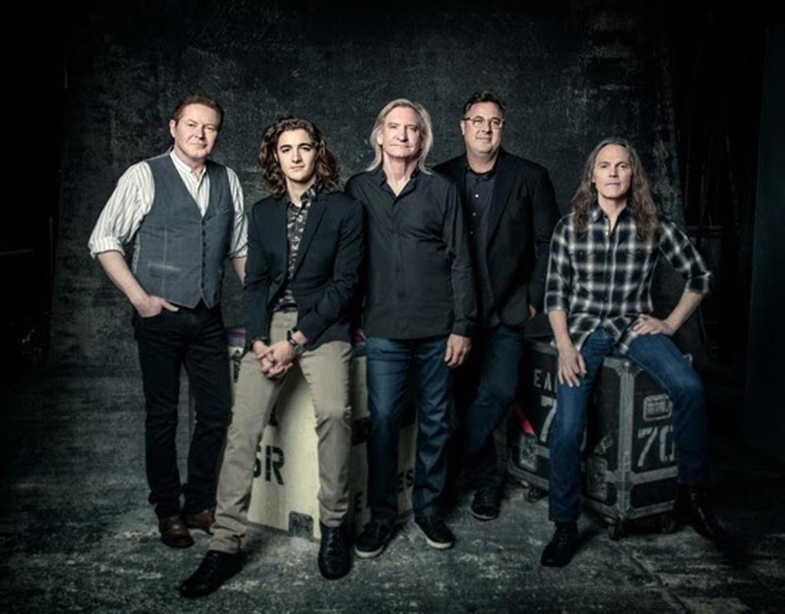 The 2017-2018 Eagles: Don Henley, Deacon Frey, Joe Walsh, Vince Gill, Timothy B. Schmit.