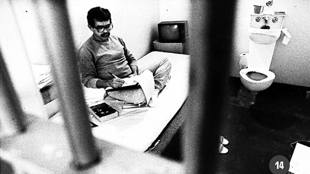 An undated early photo of Oscar Lopez Rivera in prison