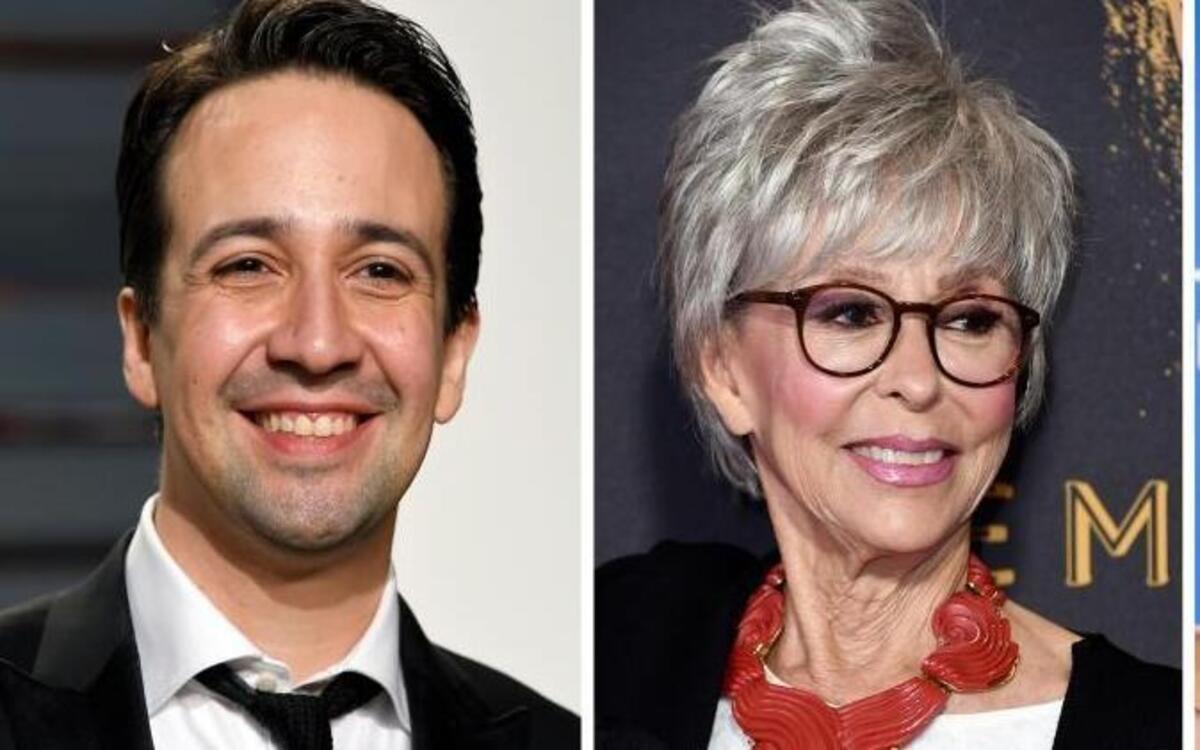 This combination photo shows Lin-Manuel Miranda, top row from left, Rita Moreno, Jennifer Lopez, and bottom row from left, Camilla Cabello, Marc Anthony and Luis Fonsi who are a few of the musicians who have participated in the new original song, “Almost Like Praying” to help raise money for Puerto Rican hurricane relief.