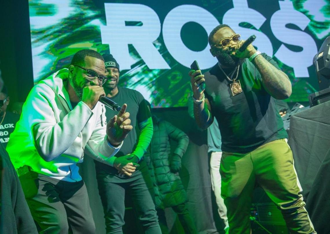 Luther Campbell, left, and Rick Ross perform at The Pourhouse on Feb. 1, 2018, in Minneapolis, Minnesota.