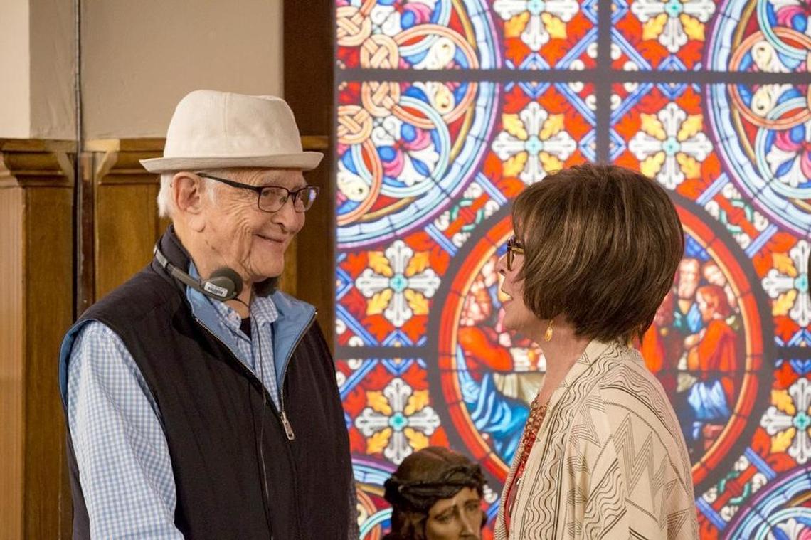 Norman Lear with Rita Moreno, a 2015 Kennedy Center Honors recipient, on the set of Netflix’s “One Day at a Time” reboot in 2017.