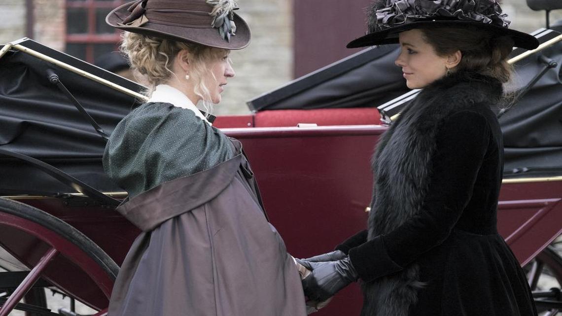 Mrs. Johnson (Chloë Sevigny) and Lady Susan (Kate Beckinsale) in ‘Love & Friendship.’
