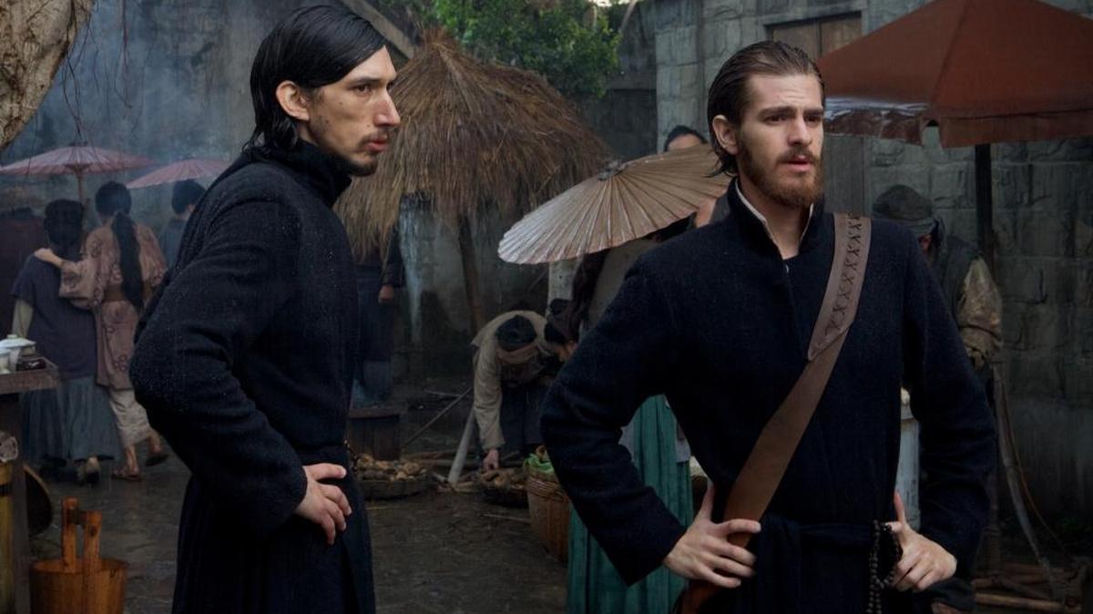 Father Garupe (Adam Driver) and Father Rodrigues (Andrew Garfield) travel to Japan in search of their mentor in ‘Silence.’