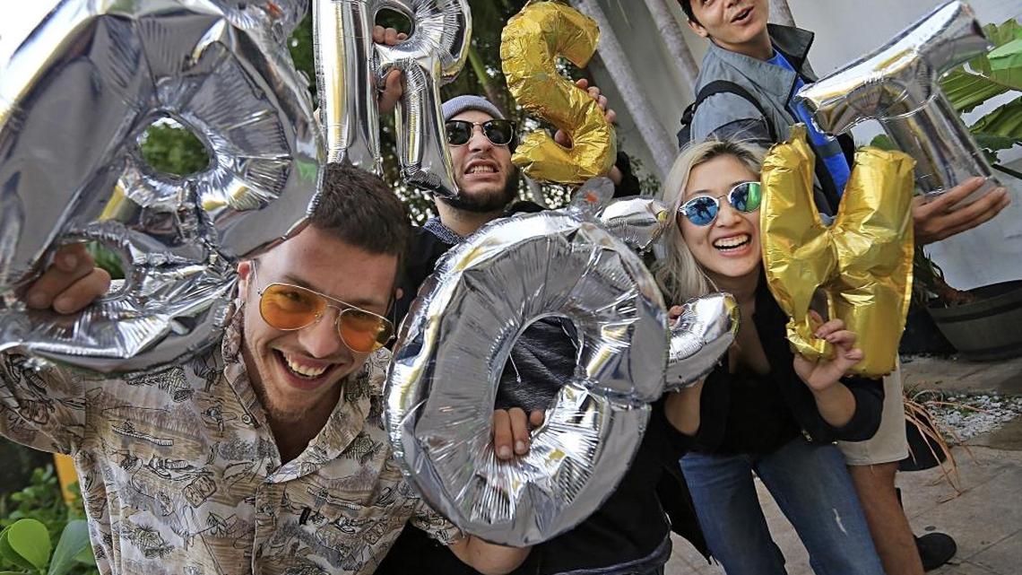 (l. to r.) Julian Yuri Rodriguez, Giancarlo Loffredo, Taylor Shung and Willy Garcia are members of the Borscht Corp., the Miami collective of artists, filmmakers, writers and musicians celebrating its 10th film festival this year.