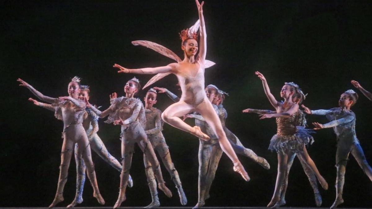 Miami City Ballet dancer Nathalia Arja leads students from the company’s school in the troupe’s new production of George Balanchine’s "A Midsummer Night's Dream," which premiered Friday at the Adrienne Arsht Center