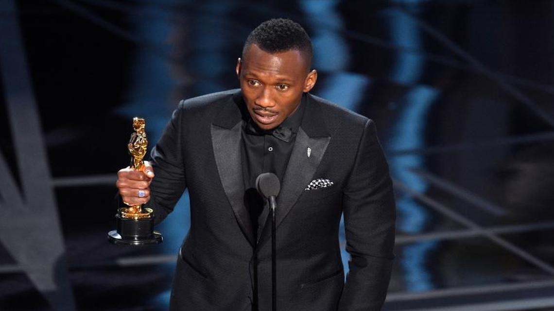 Mahershala Ali accepts the award for best actor in a supporting role for "Moonlight" at the Oscars on Sunday, Feb. 26, 2017, at the Dolby Theatre in Los Angeles.