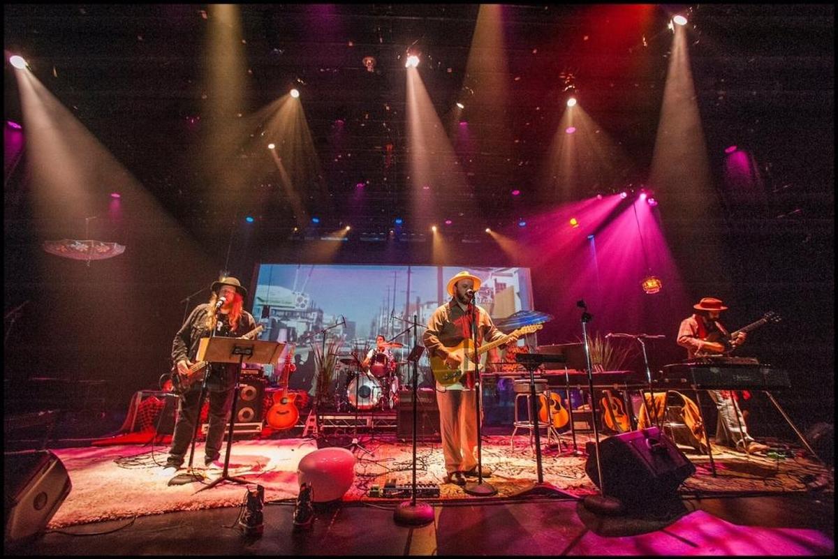 Mad Cat Live! theater group recently performed Neil Young’s “On the Beach” album. (L-R): Erik Fabregat, Nabedi Osorio and Darren Bruck.