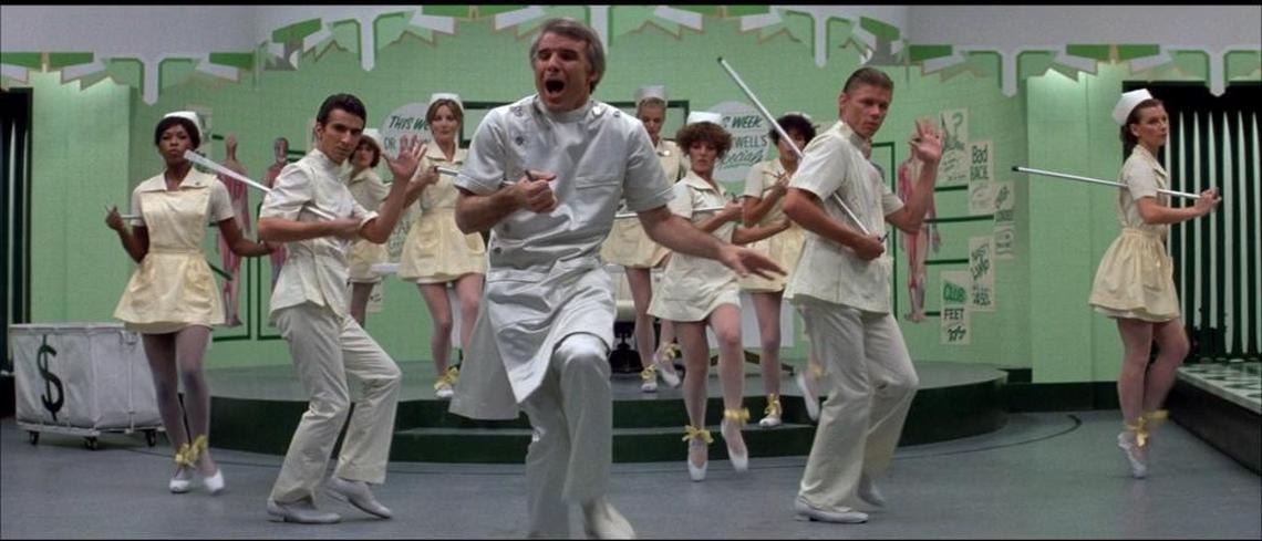 Steve Martin sings “Maxwell’s Silver Hammer” as Dr. Maxwell in “Sgt. Pepper’s Lonely Hearts Club Band” in 1978.