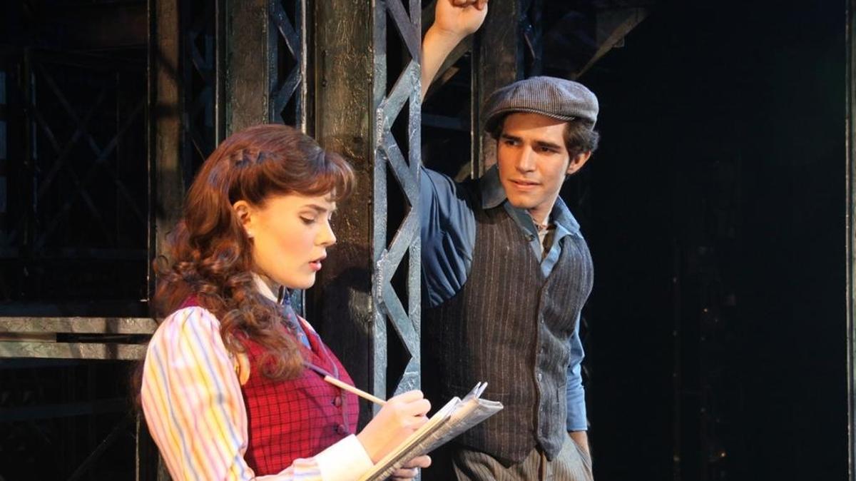 Morgan Keene gets the story from Joey Barreiro in ‘Newsies.’ at the Broward Center.