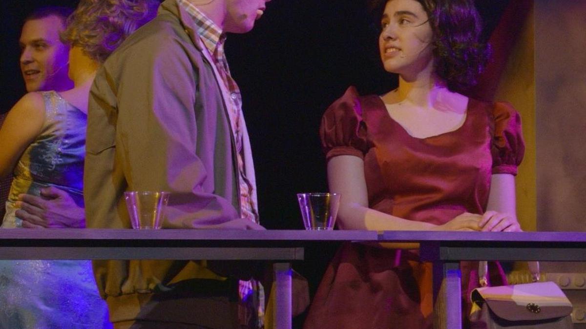 Alexander Zenoz chats up Hannah Benitez in ‘Dogfight’ at the Broward Center.