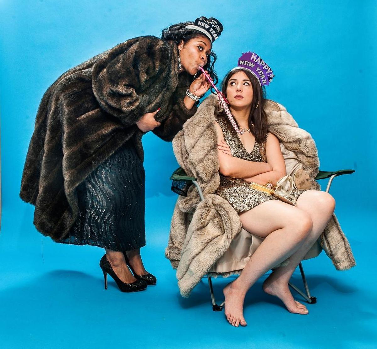 Rita Joe and Diana Garle prepare to greet the New Year in City Theatre’s Winter Shorts at the Arsht Center.