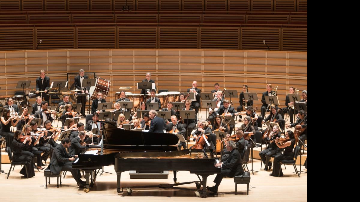 
Pianos crowd the stage at the Arsht Center for Sunday night’s Miami Symphony Orchestra finale.
