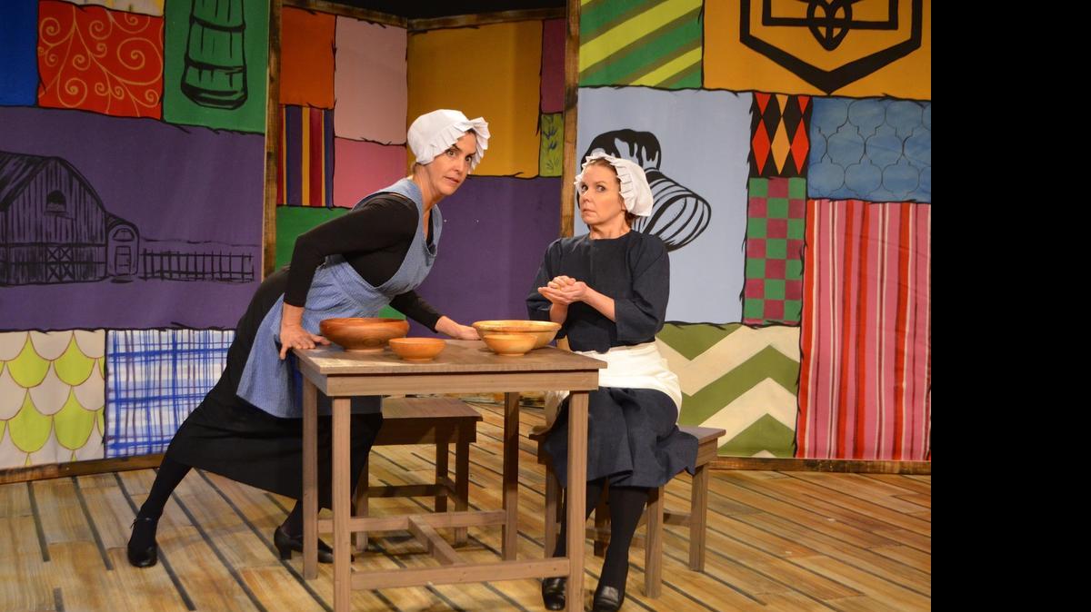 
Elena Maria Garcia as Sister Butterworth and Christina Groom as Sister Dunderstock tend to their cheese balls in ‘The Book of Liz’ at the Vanguard in Fort Lauderdale.
