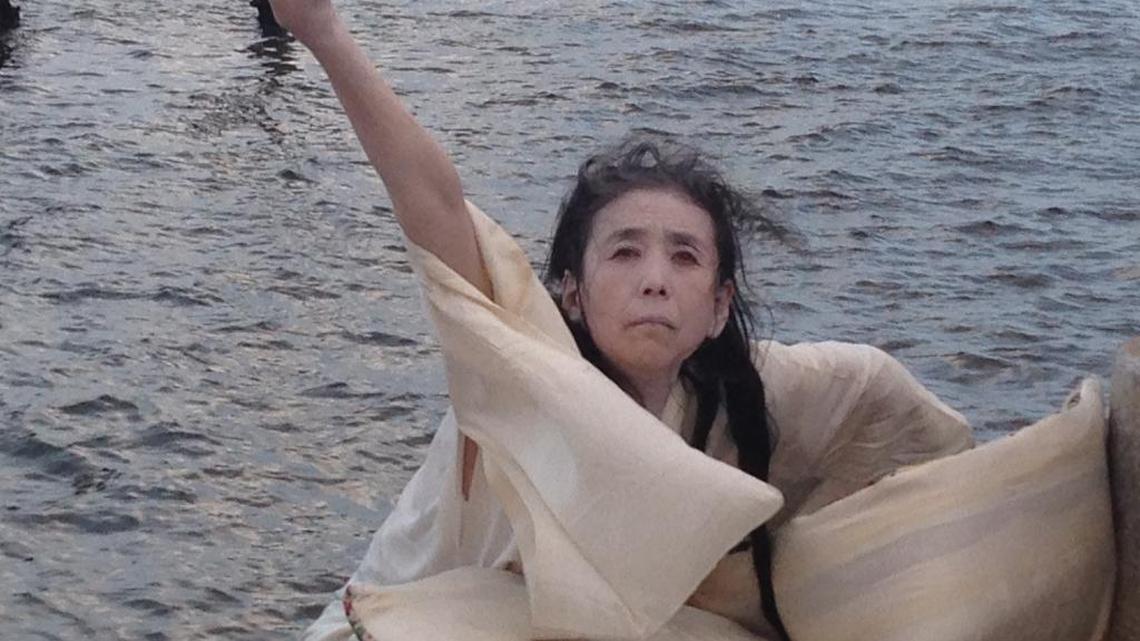 Eiko performing “A Body in Places” Wednesday at Vizcaya