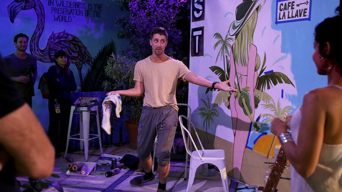 A.J. Ruiz is a muralist in Juggerknot Theatre’s production of Juan C. Sanchez’s ‘Wynwood Stories’ at The Wynwood Yard.