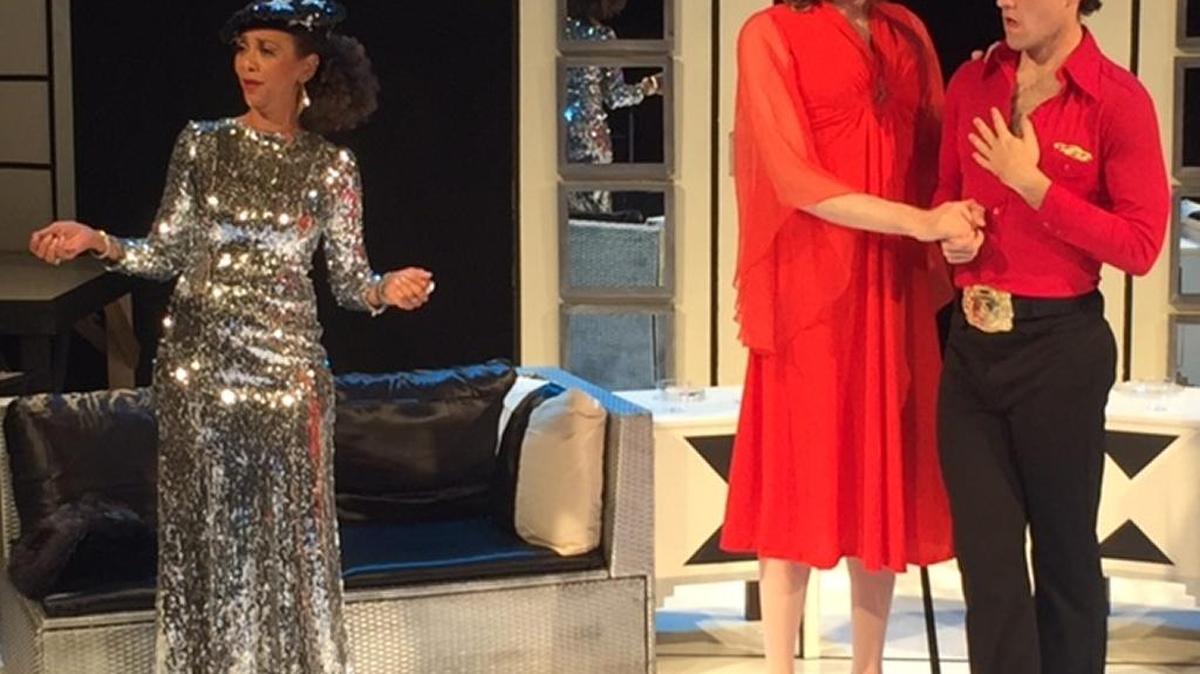 Lady Bracknell throws some disco diva attitude as the newly betrothed Cecily and Algernon react in ‘The Importance of Being Earnest.’