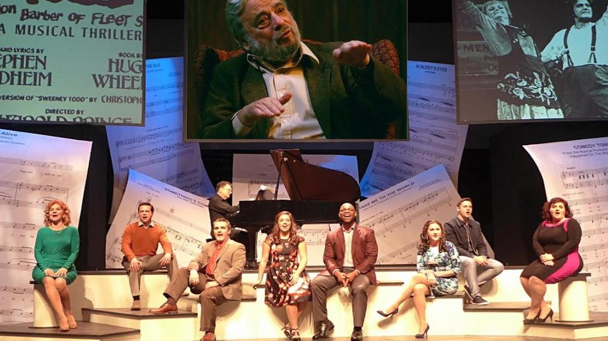 Lourelene Snedeker, Christopher A. Kent, Wayne LeGette, Marilyn Caserta, Don Juan Seward II, Lindsey Corey and Alexander Zenoz sing the songs of Stephen Sondheim, accompanied by David Nagy, at Actors’ Playhouse.