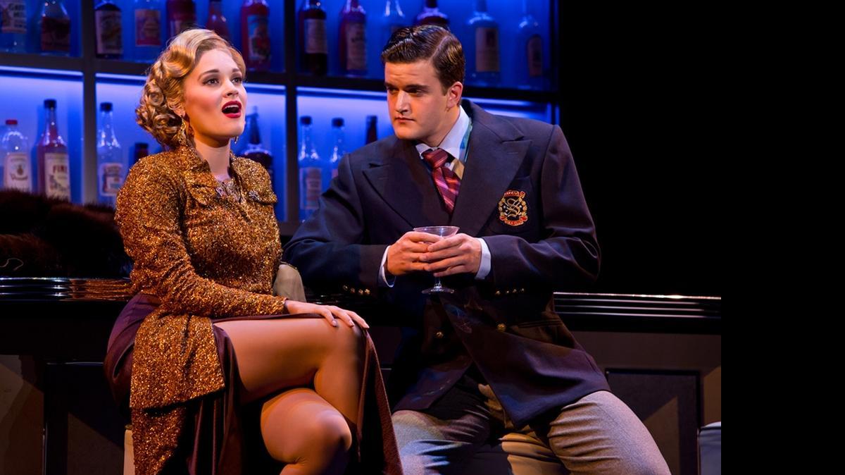
Emma Stratton as Reno Sweeney sings ‘I Get a Kick Out of You’ as Brian Krinsky’s Billy Crocker looks on in ‘Anything Goes.’
