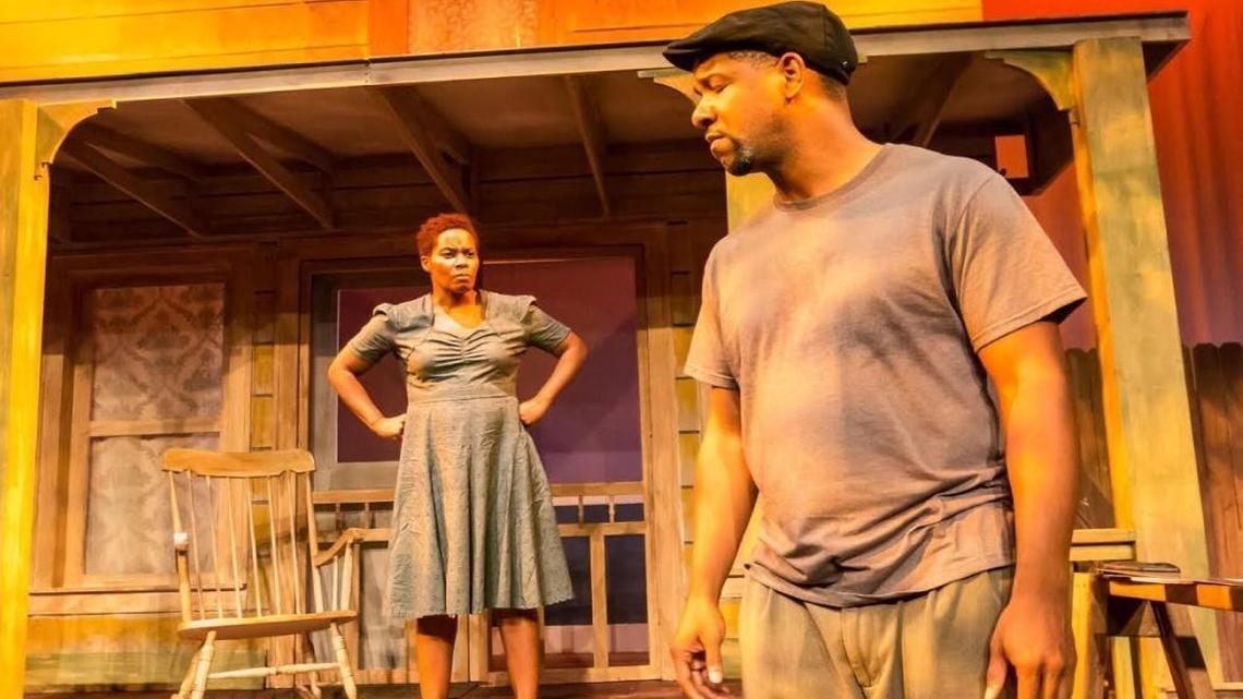 Rose (Makeba Pace) lets Troy (Ethan Henry) have a piece of her mind in M Ensemble’s ‘Fences.’