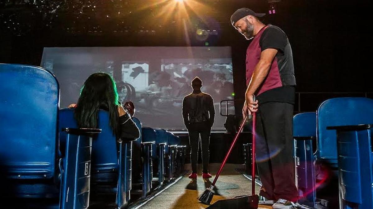 Mad Cat’s ‘The Flick’ brings together Jessica Farr, Chevi Hill and David Nail as coworkers in a single-screen movie theater.