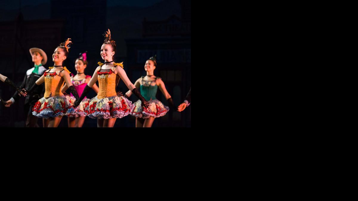 
Members of the Miami City Ballet School Ensemble dance in ‘Western Symphony,’ which they will perform at Open Barre on Friday and Saturday. 
