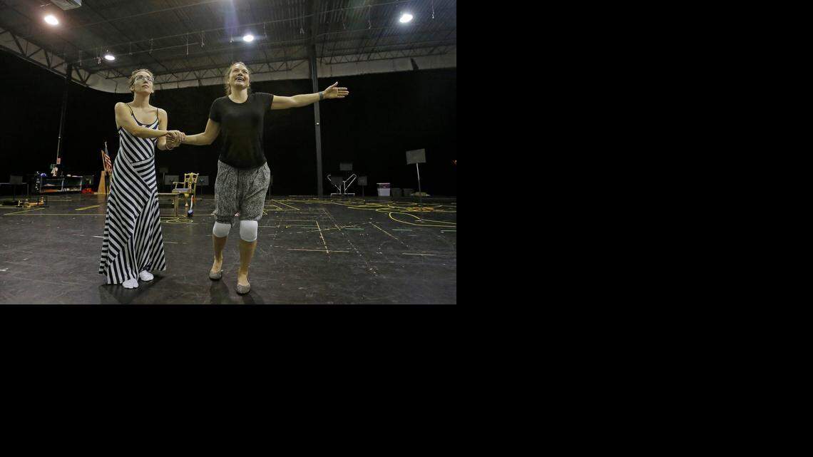 
Caitlin McKechney, left, and Kelly Kaduce rehearse for Madama Butterfly at the Florida Grand Opera in Doral on Wednesday, Nov. 5, 2014.
