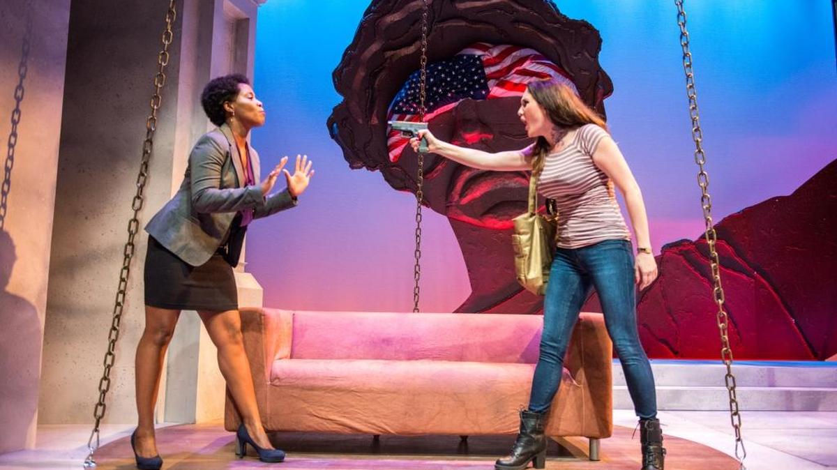 Makeba Pace is confronted by Lindsey Corey in Christopher Demos-Brown’s ‘Stripped.’