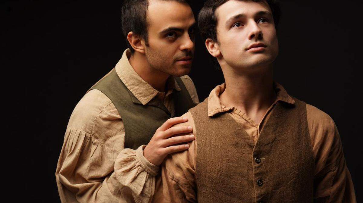 Austin Reed Alleman and Kevin Veloz play twins Esteban and Manuel in Miami New Drama’s “The Bridge of San Luis Rey.”
