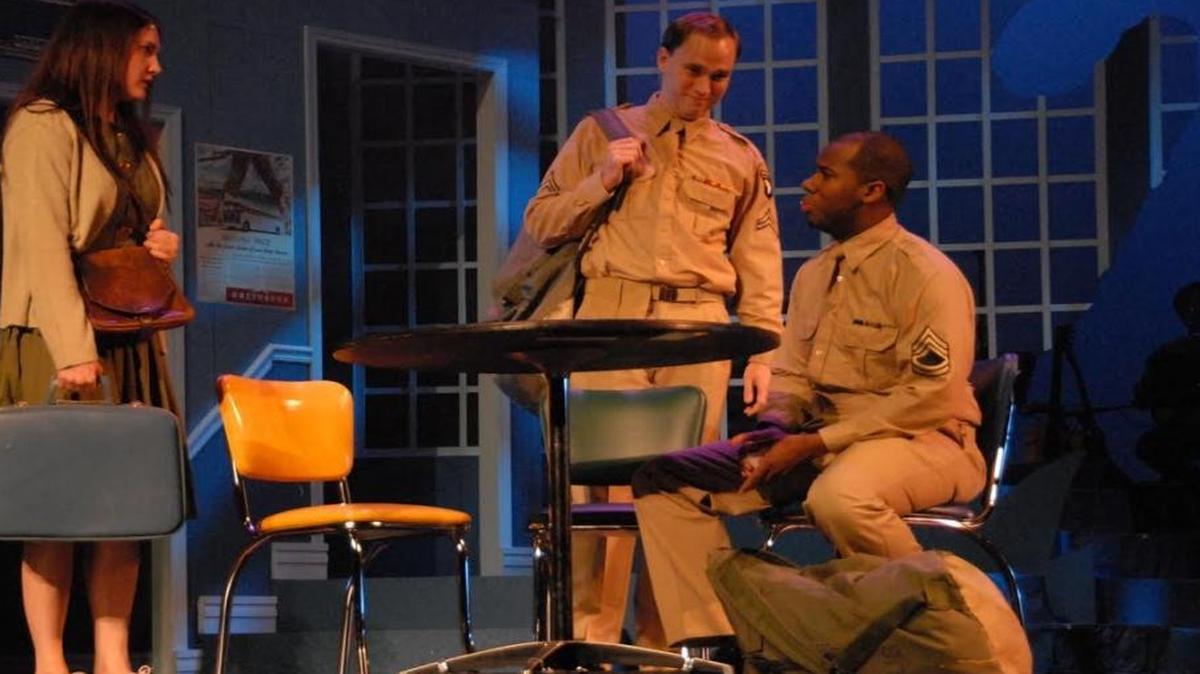 Violet (Lindsey Corey) meets two soldiers (Alex Jorth, Andre Russell) on her journey of faith.