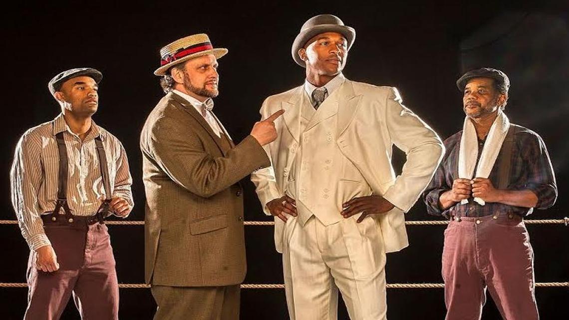 Andre Gainey, Gregg Weiner, Aygemang Clay and Ryan George prepare for the title fight in ‘The Royale’ at GableStage.