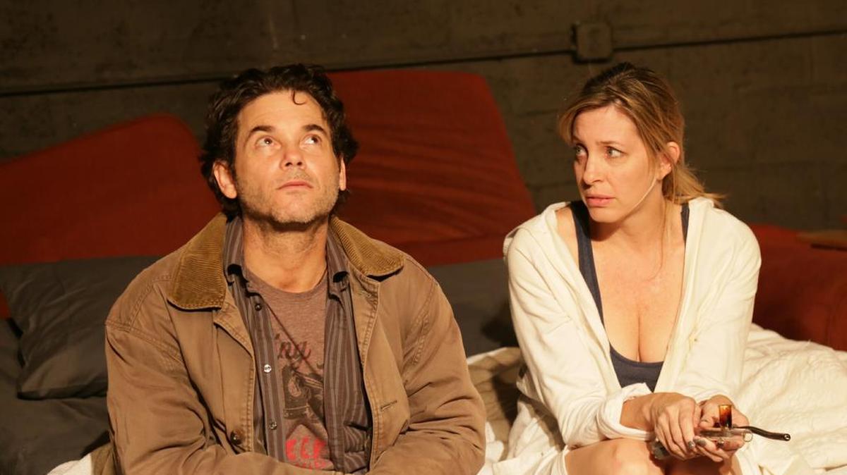 
Todd Bruno and Erynn Dalton bond with tenderness and paranoia in Tracy Letts’ ‘Bug’ at the Abyss Stage.
