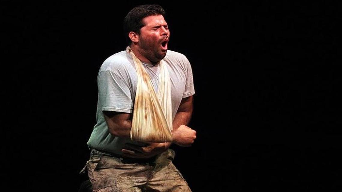 Alex Alvarez performs ‘Melisma,’ a monologue by Nilo Cruz at the On.Stage Black Box at Miami-Dade County Auditorium.