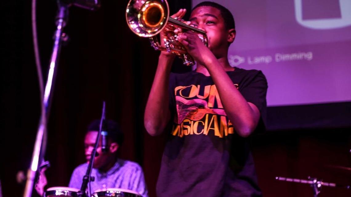 Nicolaus Gelin, 14, performing at The Gleason Room at the Fillmore Miami Beach.