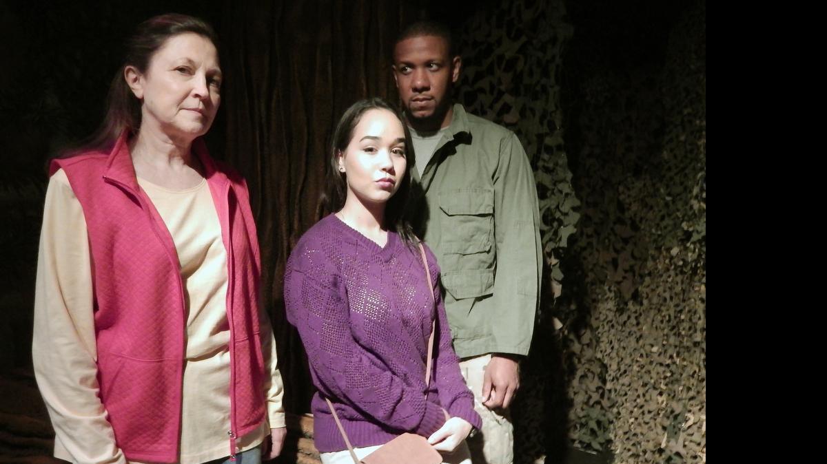 
Laura Turnbull, Amarie Lee and Ethan Henry have an uneasy encounter in the majestic forest in Primal Forces’ ‘Redwood Curtain.’
