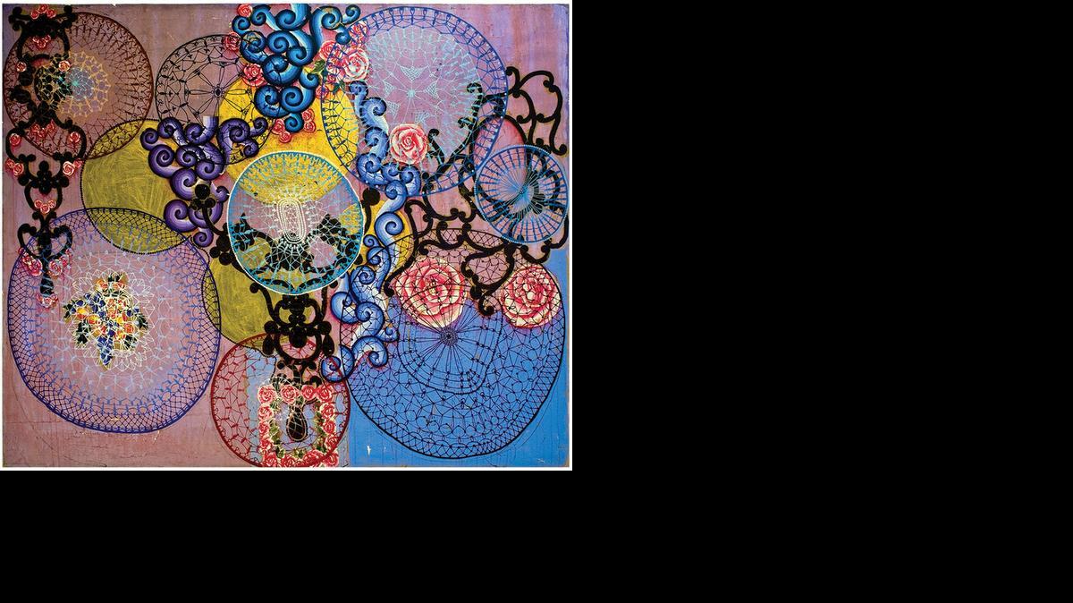 
‘San Antonio Albuquerque’ by Brazilian artist Beatriz Milhazes is part of an exhibition at Pérez Art Museum Miami.
