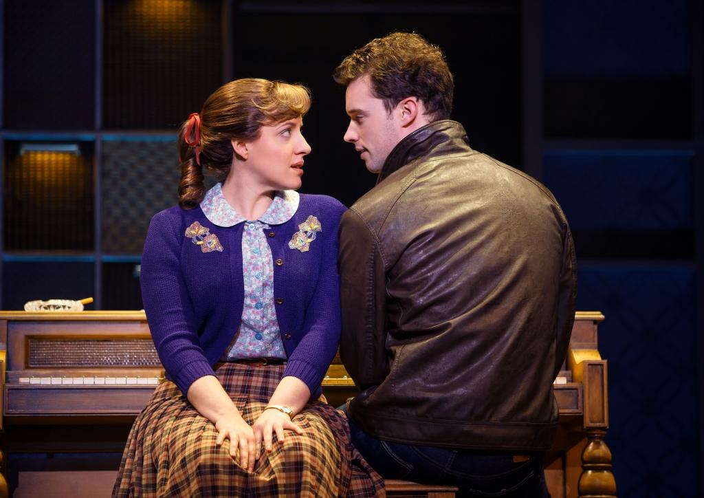 Carole King (Abby Mueller) and Gerry Goffin (Liam Tobin) met at Queens College in New York. King was 17, Goffin 20. The two soon wed and began a legendary songwriting collaboration, depicted in this scene from ‘Beautiful: The Carole King Musical.’