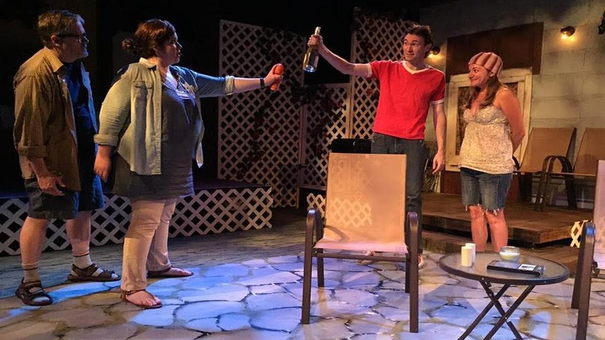 Mark Duncan, Casey Dressler, Noah Levine and Gretchen Porro make new friends in ‘The Realistic Joneses.’