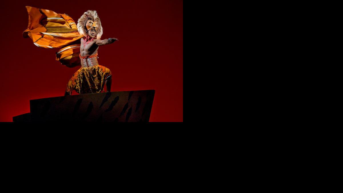 
Jelani Remy as Simba takes his place atop Pride Rock in ‘The Lion King’ at the Broward Center.
