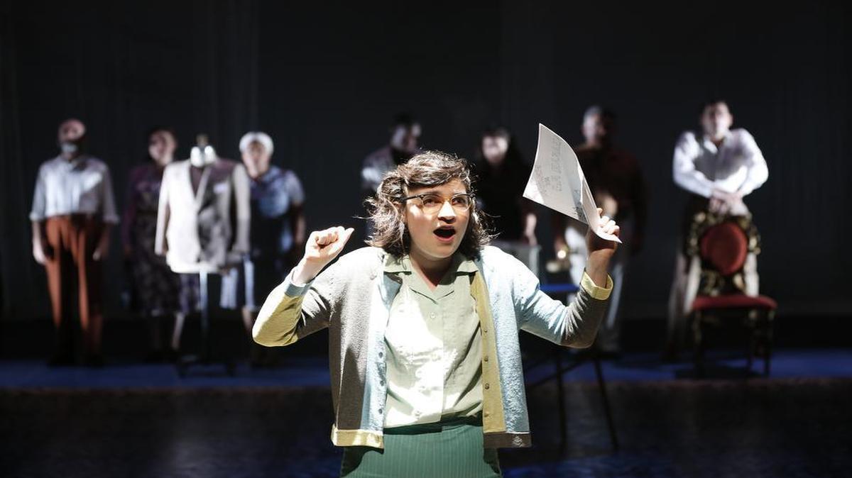 Liba Vaynberg stars as Rebecca, the narrator, in Miami New Drama’s ‘The Golem of Havana’ at the Colony Theatre.