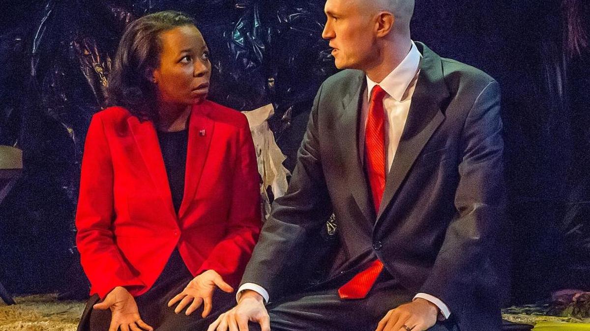 Maha McCain confers with Noah Levine's Governor in Mad Cat's "Firemen Are Rarely Necessary."