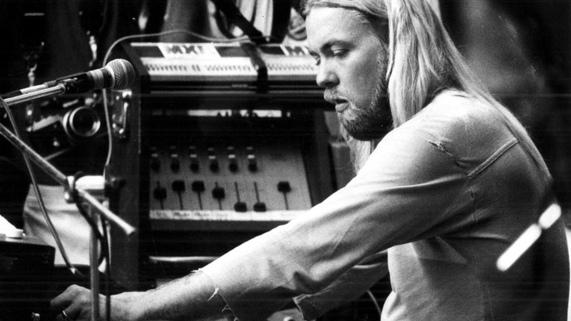 In this Aug. 24, 1978 file photo, Gregg Allman plays the organ at a concert in Macon, Ga. Much of his greatest music was recorded in Miami.