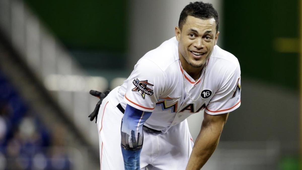 Giancarlo Stanton. The 28-year-old star outfielder will play for the New York Yankees.
